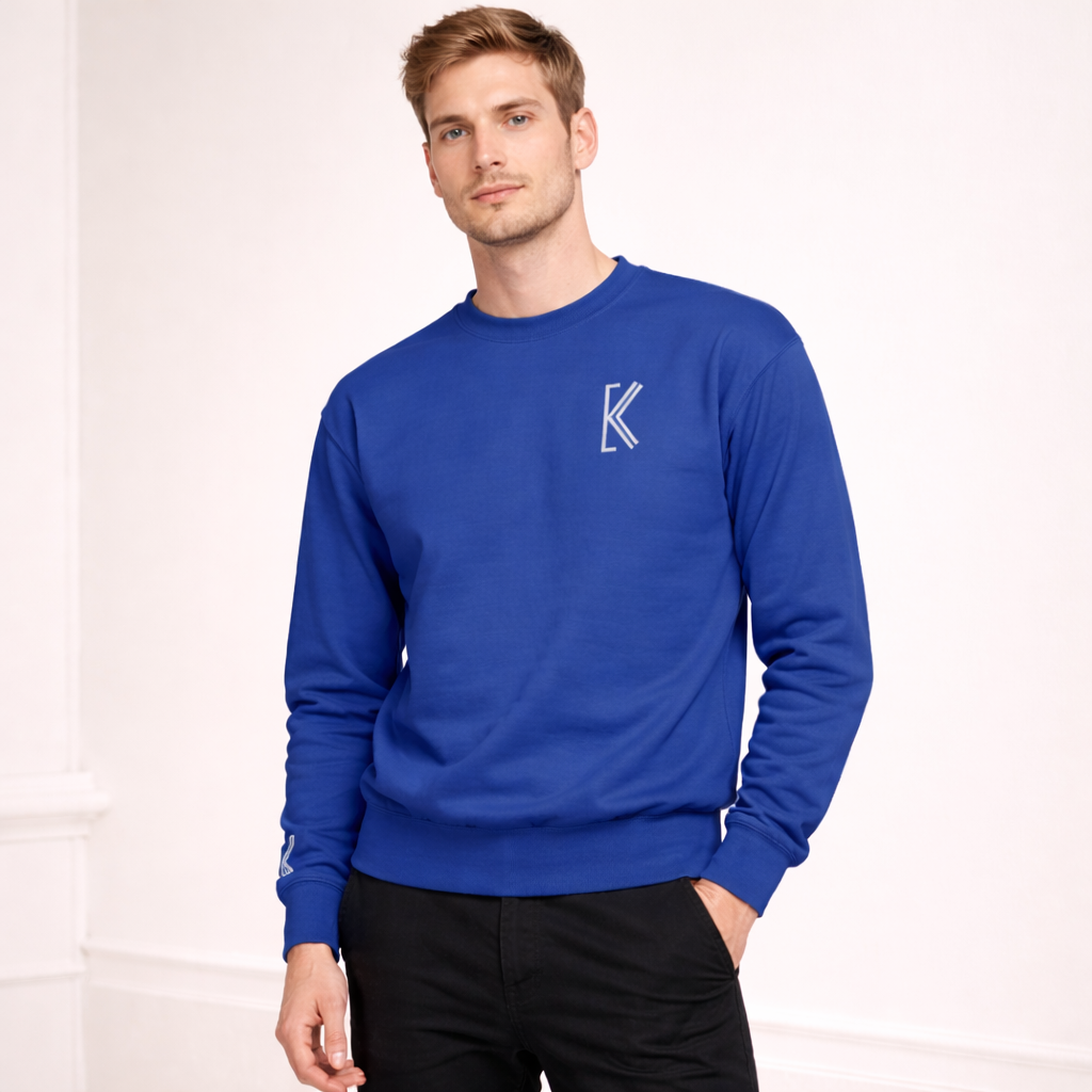 KYHNO luxury blue crewneck sweatshirt for men