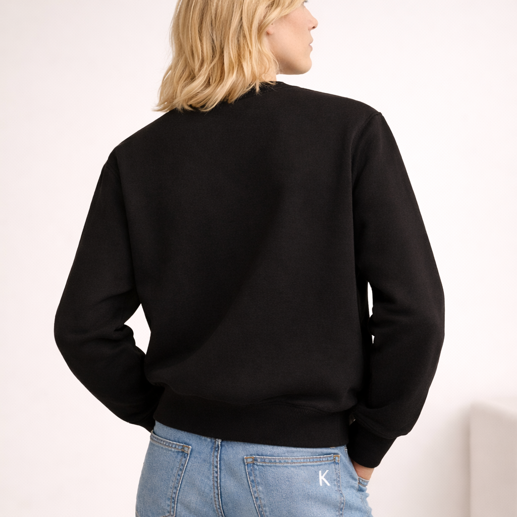 KYHNO luxury crewneck sweatshirt on model, Black minimalist KYHNO sweatshirt ,