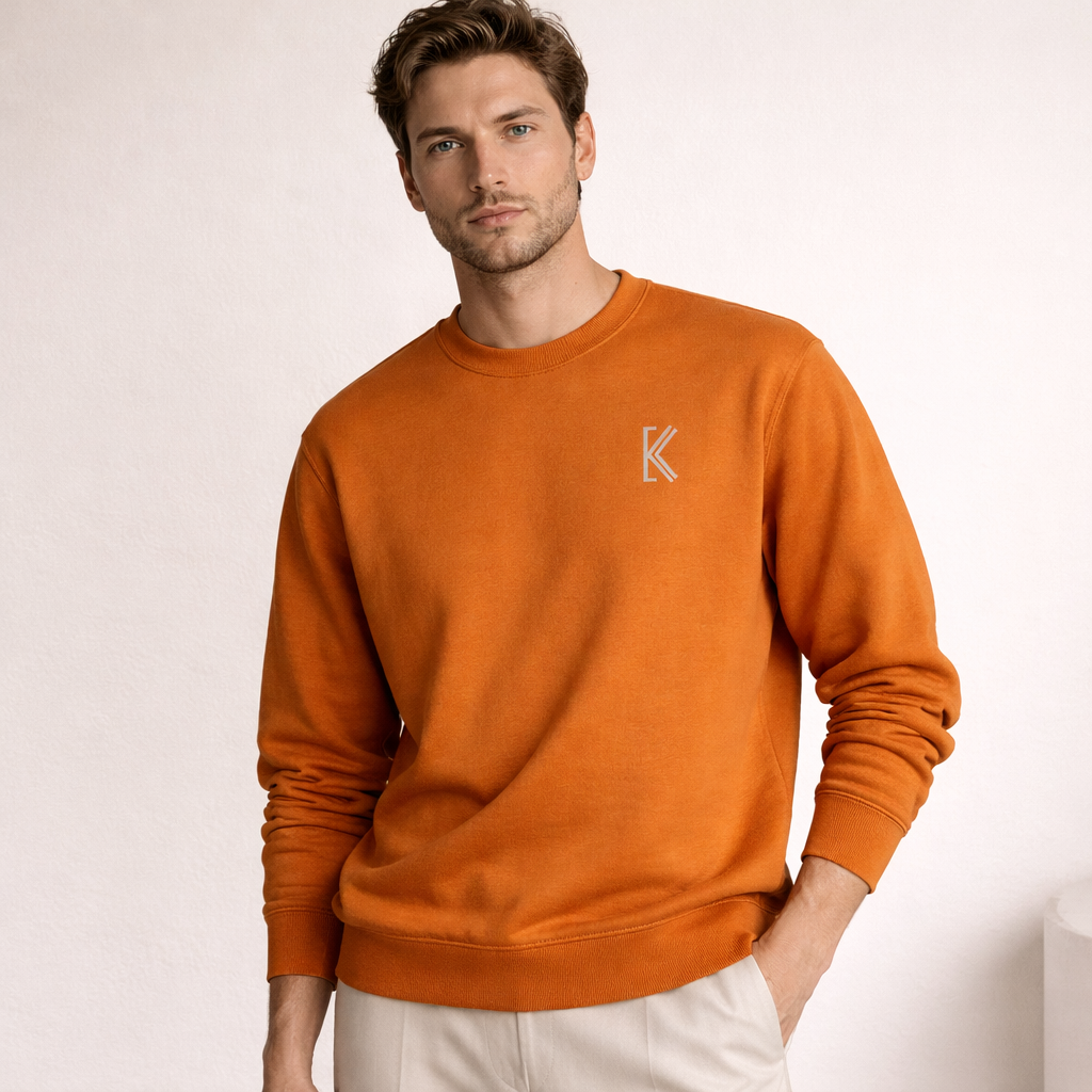 KYHNO luxury  orange crewneck sweatshirt for men