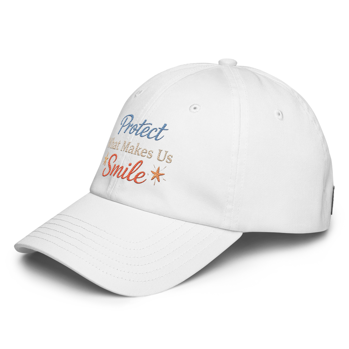 curved visor cap with refined script design